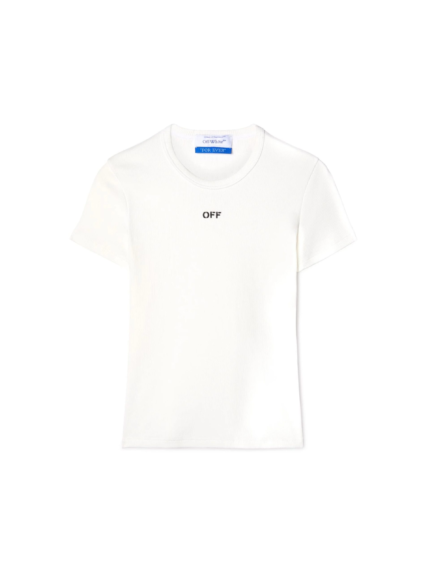 OFF WHITE Stamp Ribbed White T-Shirt